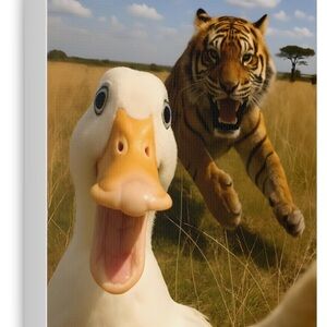 Duck and Tiger Canvas Art 9x12